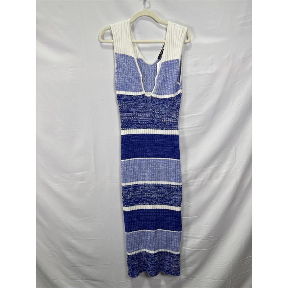 Toccin Blue Stripe Sadie Sleeveless Striped Midi Dress Size M - Picture 3 of 5